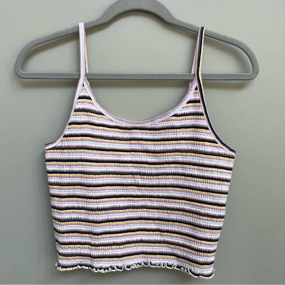 HOLLISTER Striped Women's Smocked Cropped Cami Tank Top - Size L